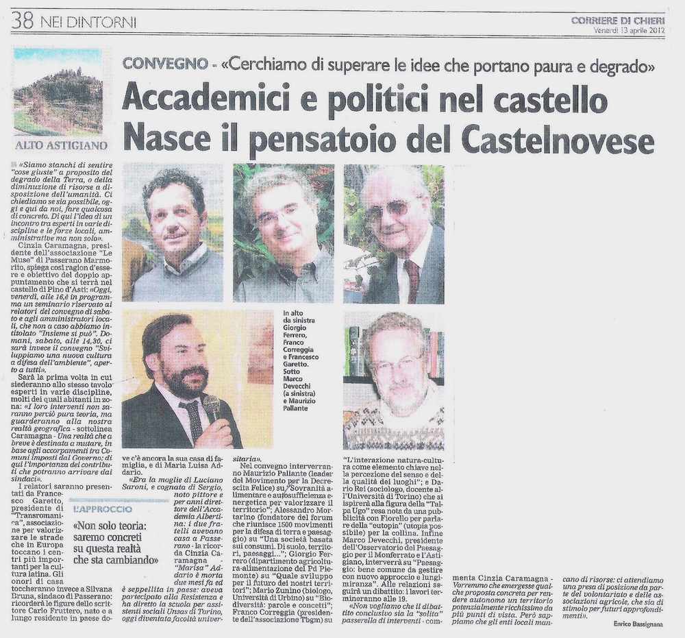 Rassegna stampa - Corriere di Chieri (Venerdì 13 aprile 2012)