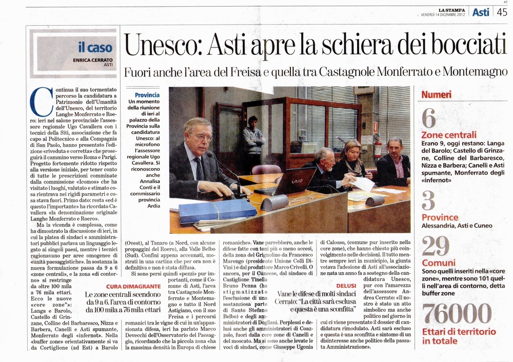 Articolo La Stampa (venerdi 14 dicembre 2012)