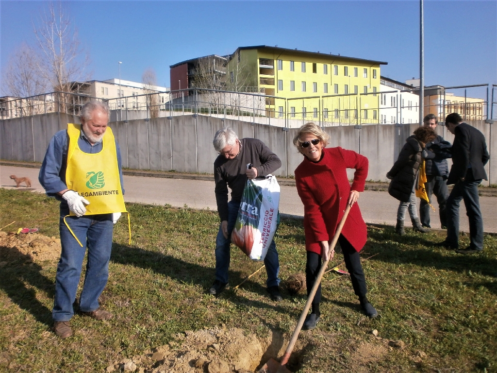 Messa a dimora di un nuovo albero nel Parco della salute dell Ospedale Cardinal Massaia da parte dell Arch. Marica Chiola.