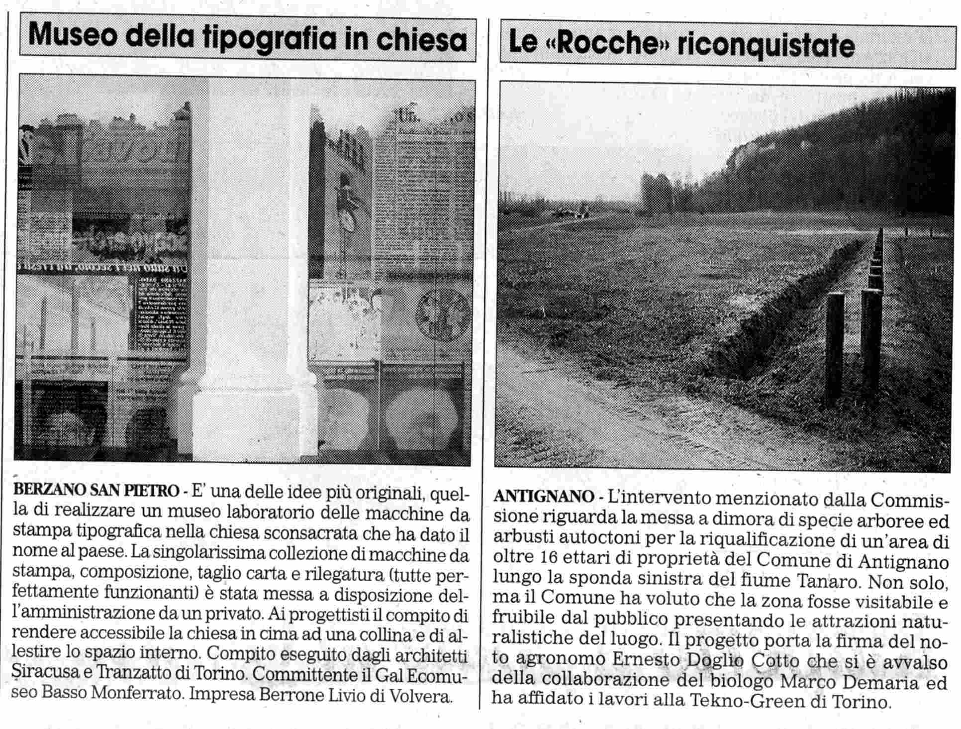 Rassegna stampa - Resoconto del Concorso sulla progettazione paesaggistica in Provincia di Asti