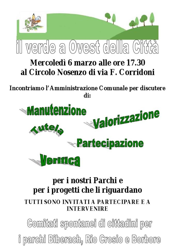 Incontro pubblico sul tema del verde ad ovest della città di Asti (Circolo Nosenzo ad Asti 6 03 13).