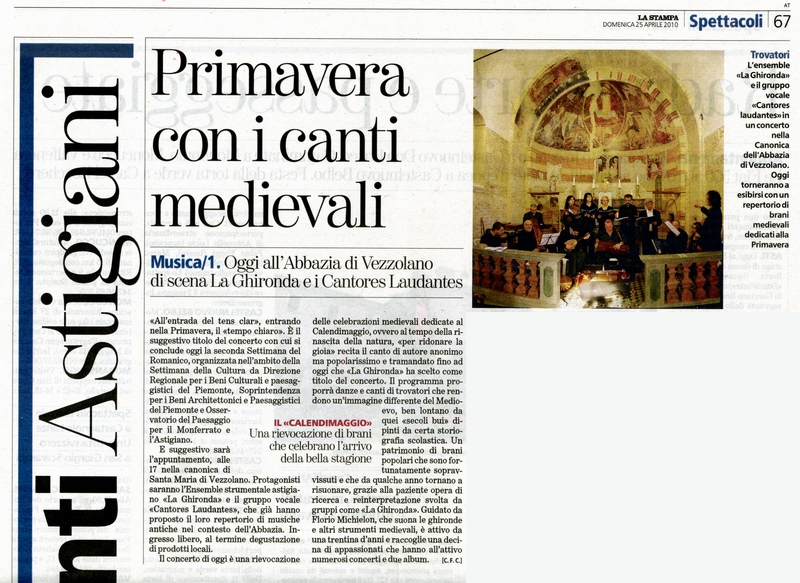 Rassegna stampa Seconda Settimana del Romanico Astigiano - La Stampa (Domenica 25 aprile 2010)